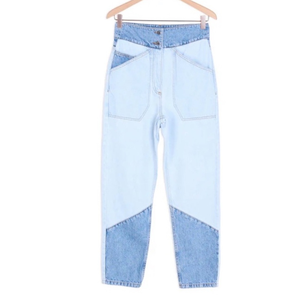 ba&sh Two-Tone Blue Ankle Jeans
